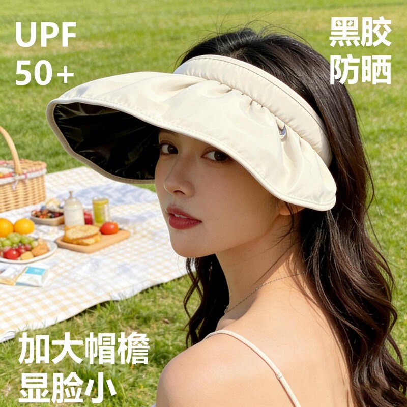 防晒帽女防紫外线大帽檐贝壳遮阳帽空顶帽子太阳帽遮脸可折叠夏天图片