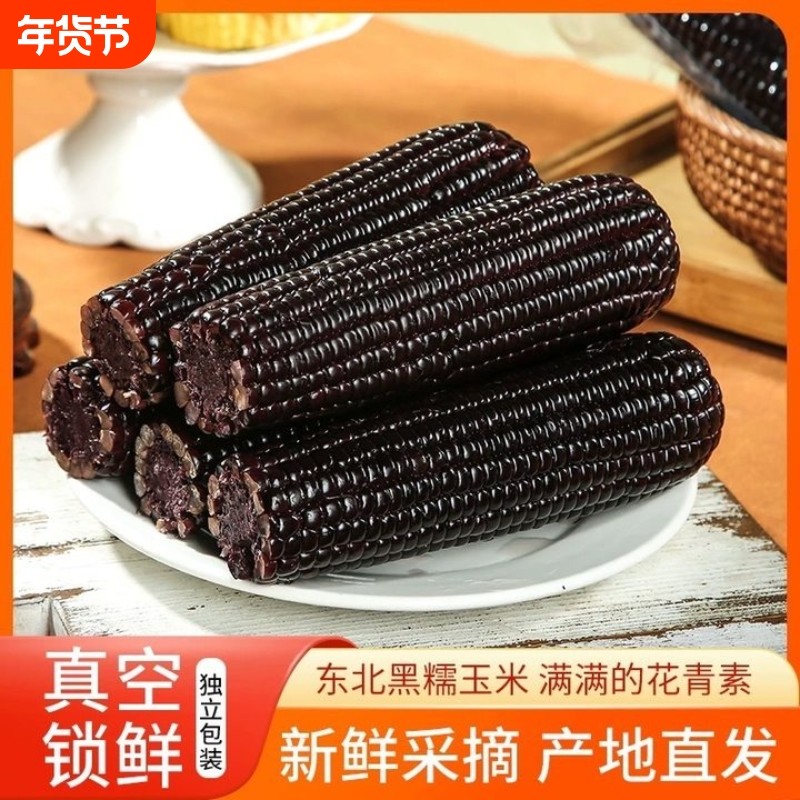 2025年东北玉米粘苞米黑糯玉米新鲜真空包装甜玉米低脂加热即食
