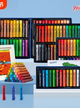 软性重彩油画棒套装画室炫彩儿童超软重彩棒油性蜡笔diy刮刀马卡龙48色莫兰迪欧盟绘画笔12色24色白色丝滑