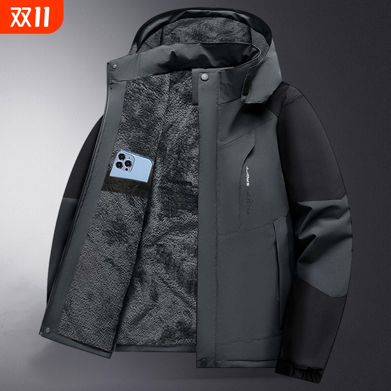 冬季外套棉衣男加厚加绒男士棉袄棉服工作服爸爸冬装中老年冲锋衣