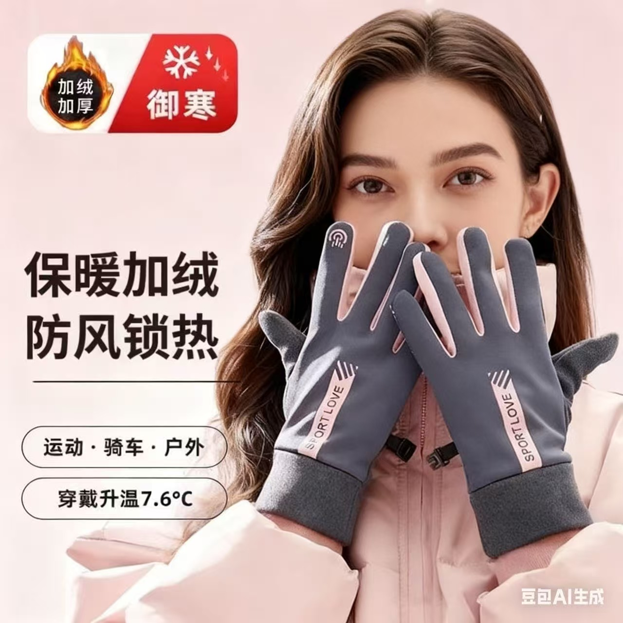 冬季骑行手套防风防水男女士冬天可触屏情侣滑雪运动加绒防寒保暖