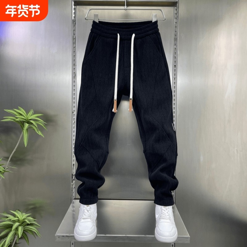 高端运动卫裤男士2025新款春秋冬季加绒加厚男裤束脚休闲裤子男款