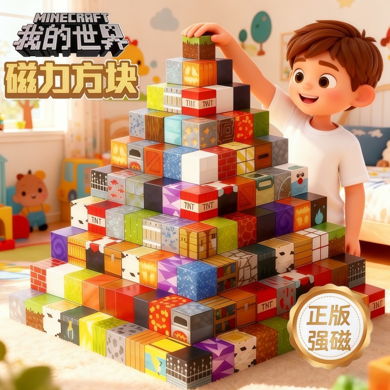 我的世界磁力方块正版儿童男孩积木玩具男童礼物磁吸早教大颗粒,玩具/童车/益智/积木/模型,磁力片/磁性棒/磁性积木,淘宝优惠券,粉丝福利购,淘宝优惠卷
