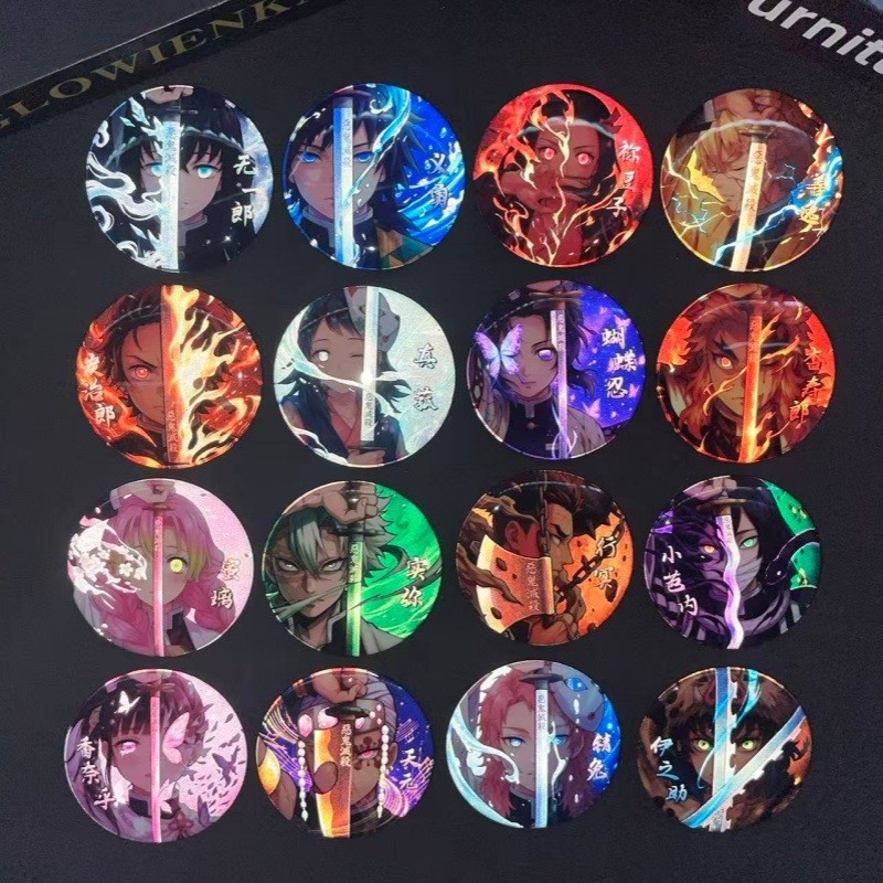 新款鬼灭之刃周边双闪反光吧唧二次元周边蝴蝶忍时透义勇徽章谷子