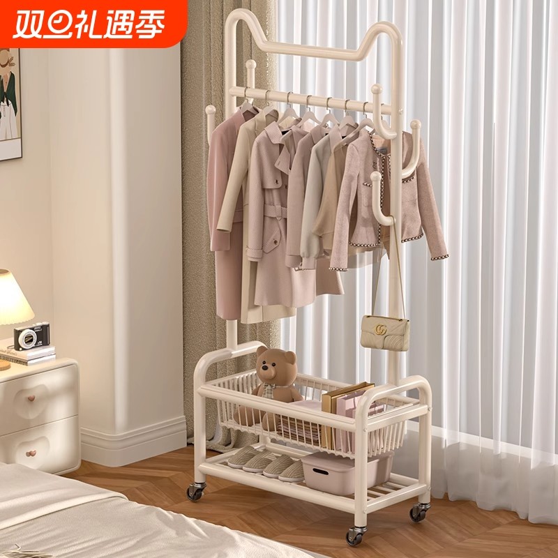 家用挂衣架卧室落地晾衣架不占空间室内衣帽架一体简易晒衣架新款