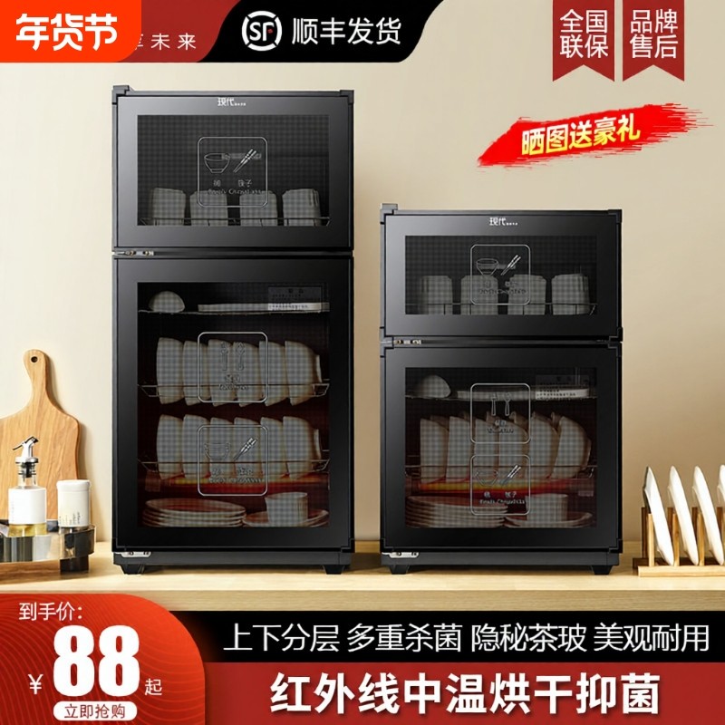 现代消毒碗筷柜家用商用不锈钢小型厨房保洁柜大容量筷子收纳双门