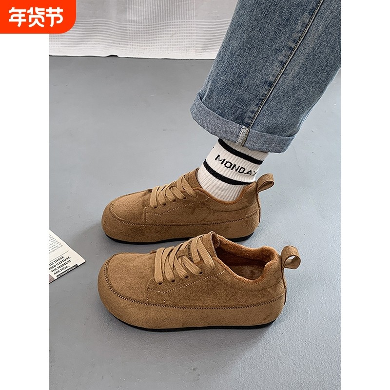 加绒勃肯鞋女2025年秋冬新款复古百搭休闲德训鞋保暖毛毛面包棉鞋,女鞋,时尚休闲鞋,淘宝优惠券,粉丝福利购,淘宝优惠卷