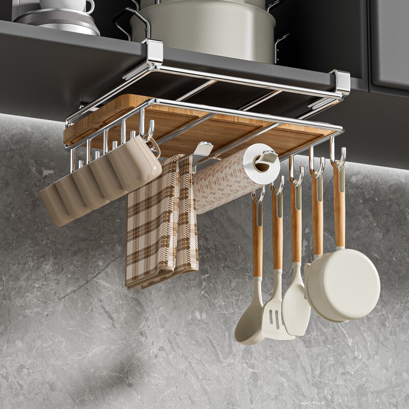 厨房置物架悬挂橱柜多功能吊柜下挂架菜板架子挂钩砧板台面壁挂