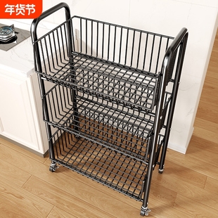 厨房菜篮子置物架多层落地家用放水果蔬菜架子多功能移动收纳推车