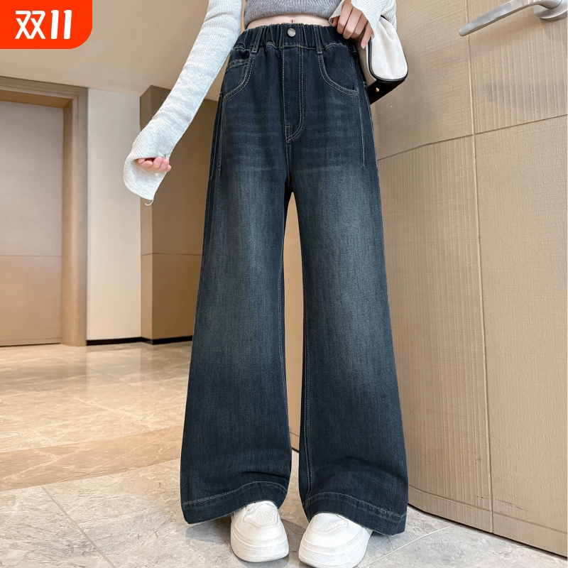 爱西娜牛仔裤宽松时尚加绒裤子
