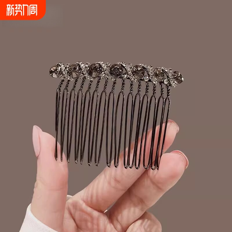 发夹女后脑勺卡子头饰水钻倒插梳无痕发卡刘海夹高端盘发神器短发