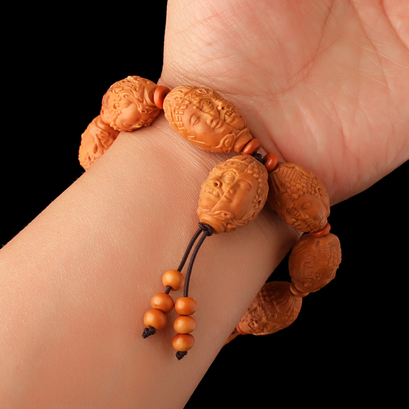 橄榄核手工雕刻一念之间手串文玩双面佛善恶一念之差橄榄胡手链男