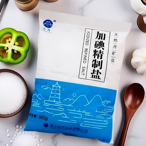 长舟精制食用盐家用炒菜腌制通用调味细盐500g袋装实惠井矿盐优质