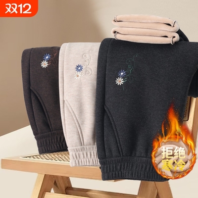 妈妈冬季加绒加厚长裤中老年女裤