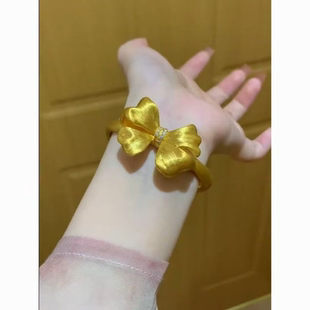 新中式 金色拉絲在逃公主蝴蝶結手鐲優雅大方氣質少女心千金感女款