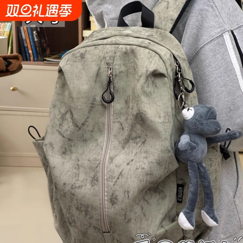 茶话会ins小众书包男初中学生日系工装休闲双肩包女轻便背包防水