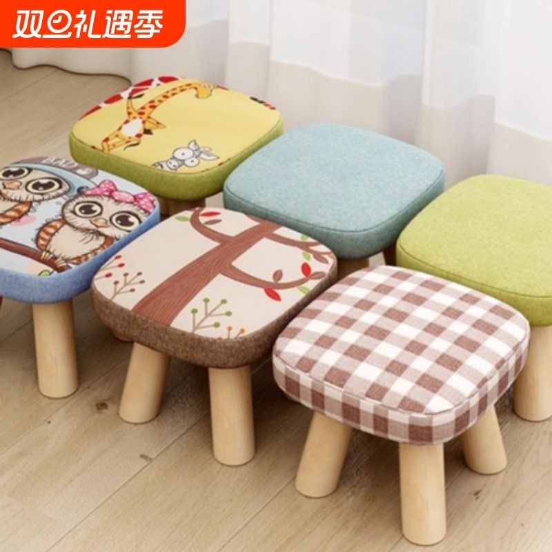 换鞋凳坐凳家用门口时尚创意实木矮凳客厅布艺沙发凳圆凳坐墩板凳