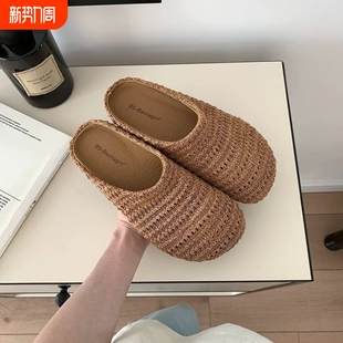 晚晚风厚底波西米亚勃肯鞋 女外穿2026春夏度假一脚蹬包头半拖单鞋