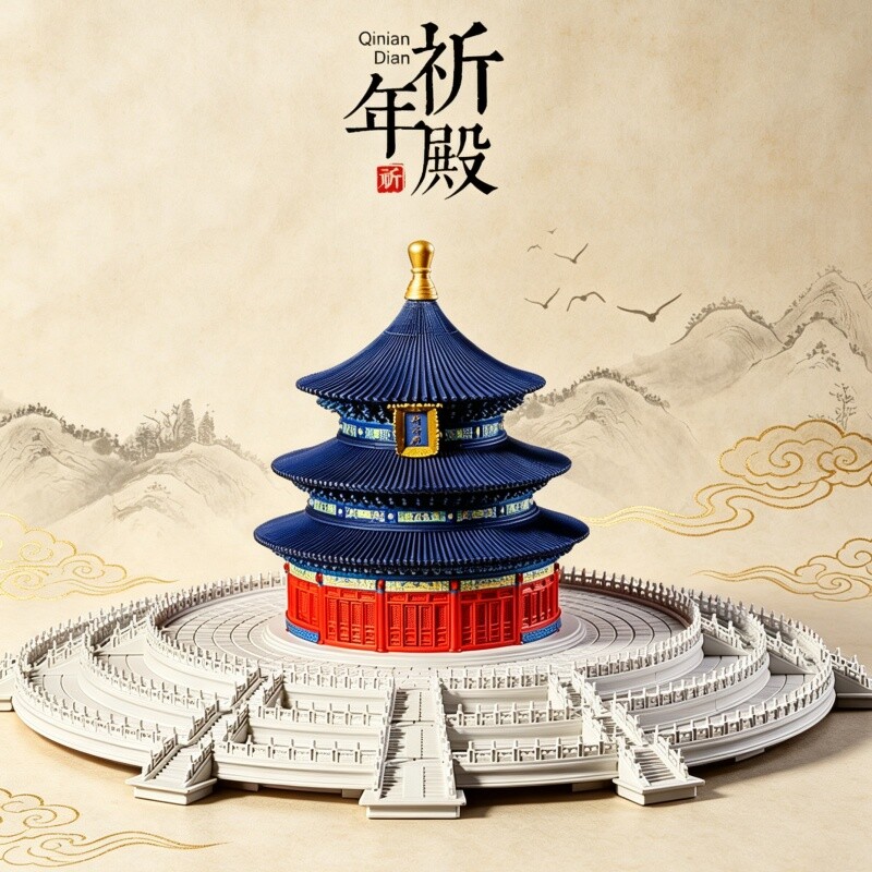 【亏本冲】祈年殿积木模型拼装图片