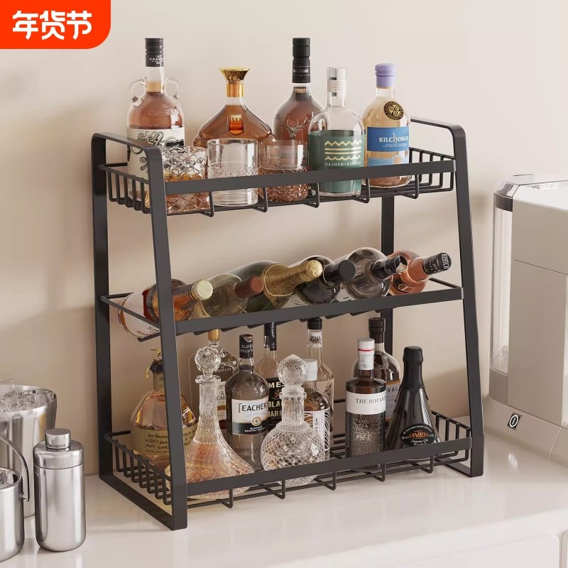 酒架子展示架多层厨房置物架桌面吧台迷你洋酒收纳省空间结实耐用