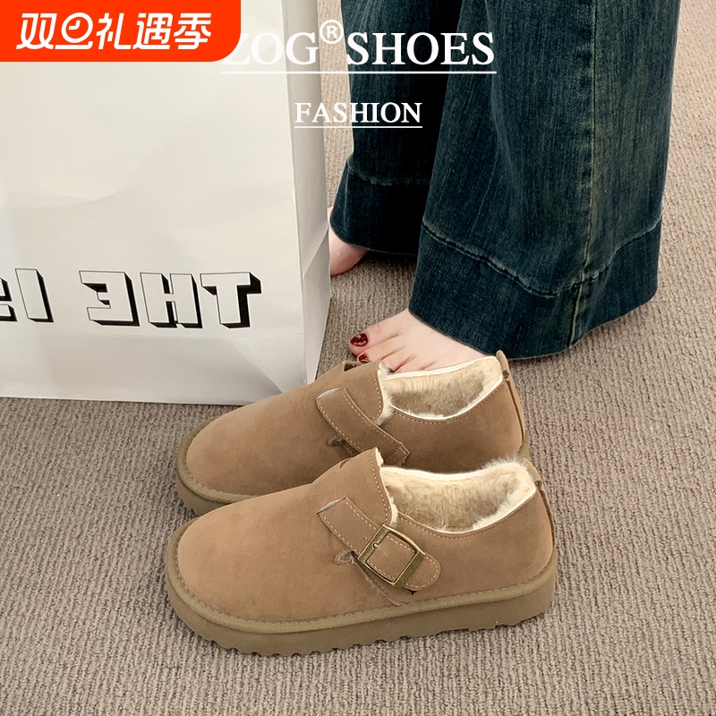 厚底加绒勃肯鞋女保暖雪地靴2025新款秋冬季毛毛鞋子平底防水毛绒