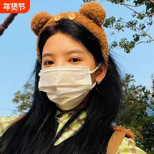 章若楠李一桐同款tim小熊发箍卡通毛绒洗脸发卡头箍环球影城发饰