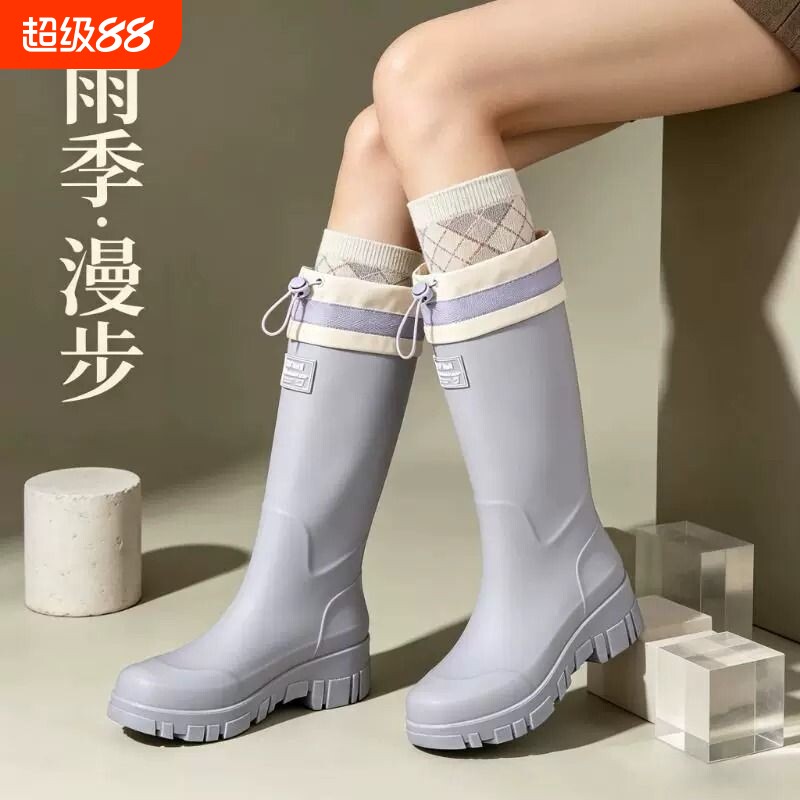 雨鞋女款时尚百搭高筒雨靴防水外穿野营徒步水鞋雨天通勤中筒胶鞋图片