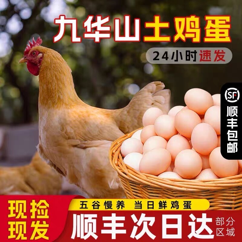 安徽土鸡蛋60枚九华山正宗散养农家笨鸡蛋柴鸡蛋新鲜40枚顺丰包邮