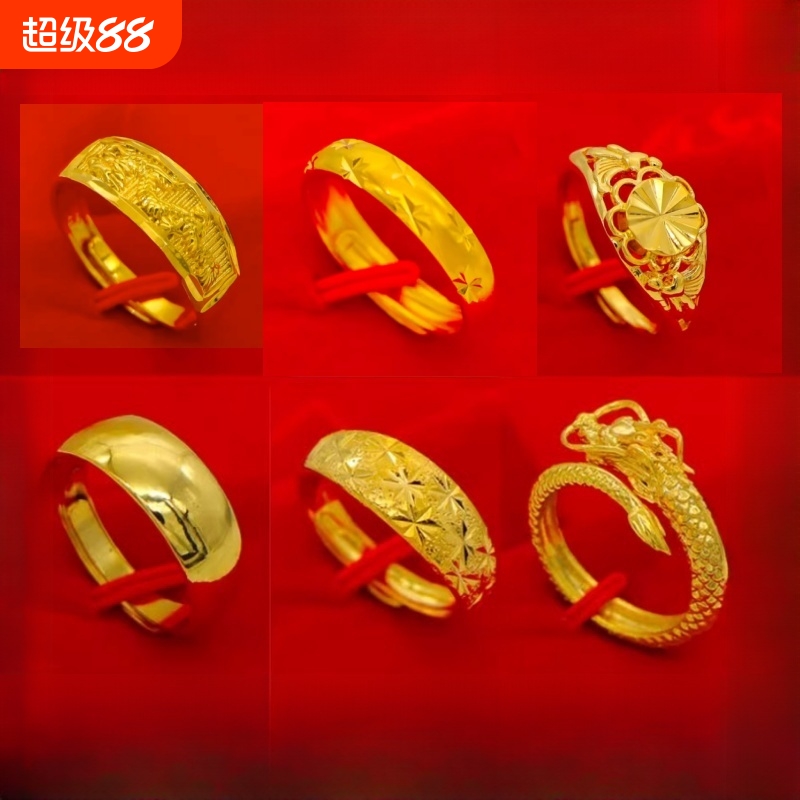 越南沙金古法戒指男女正品999