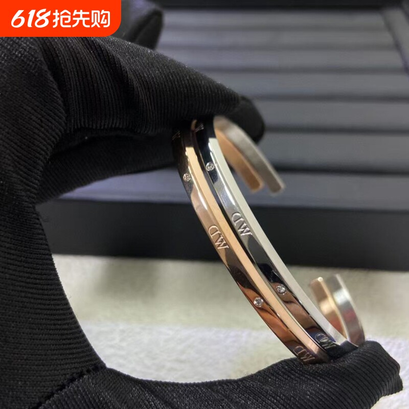 D家男女同款手镯 CLASSIC字母款开口情侣玫瑰金色手镯新年礼