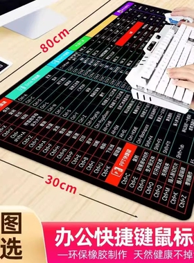 鼠标垫超大号办公快捷键加厚锁边游戏键盘护腕软桌垫男女可爱黑色