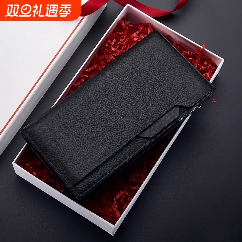 2026新款长款大容量多卡位真软皮男士多功能钱包商务皮夹手拿包