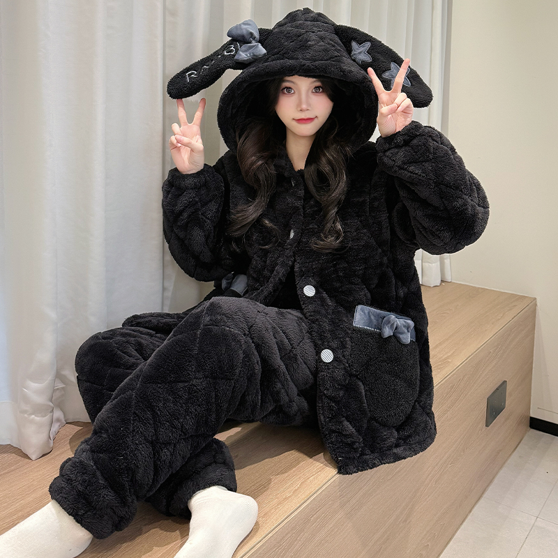 秋冬季珊瑚绒加厚长袖女士家居服