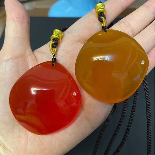 高品质压制鱼惊石青鱼石吊坠仿真成品鱼石吊坠手工打磨鱼石饰品坠