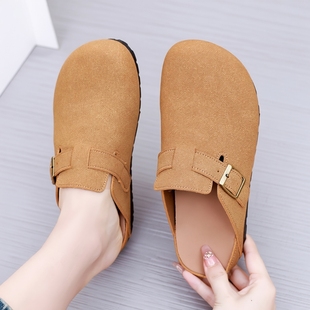休闲勃肯鞋女款春夏季软底舒适外穿户外居家办公一脚蹬包头半拖鞋