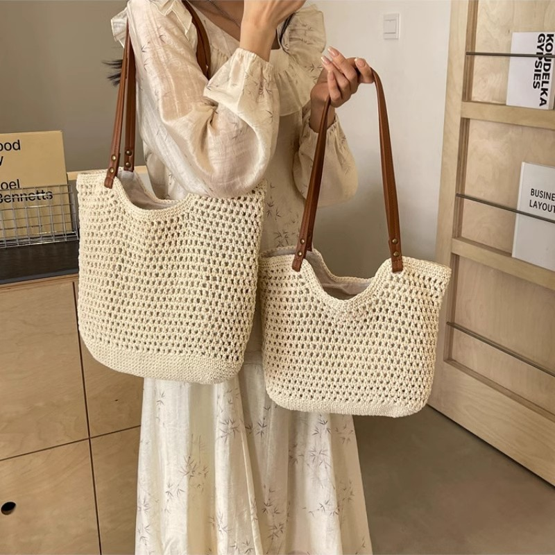 草编托特包新款简约百搭沙滩包女