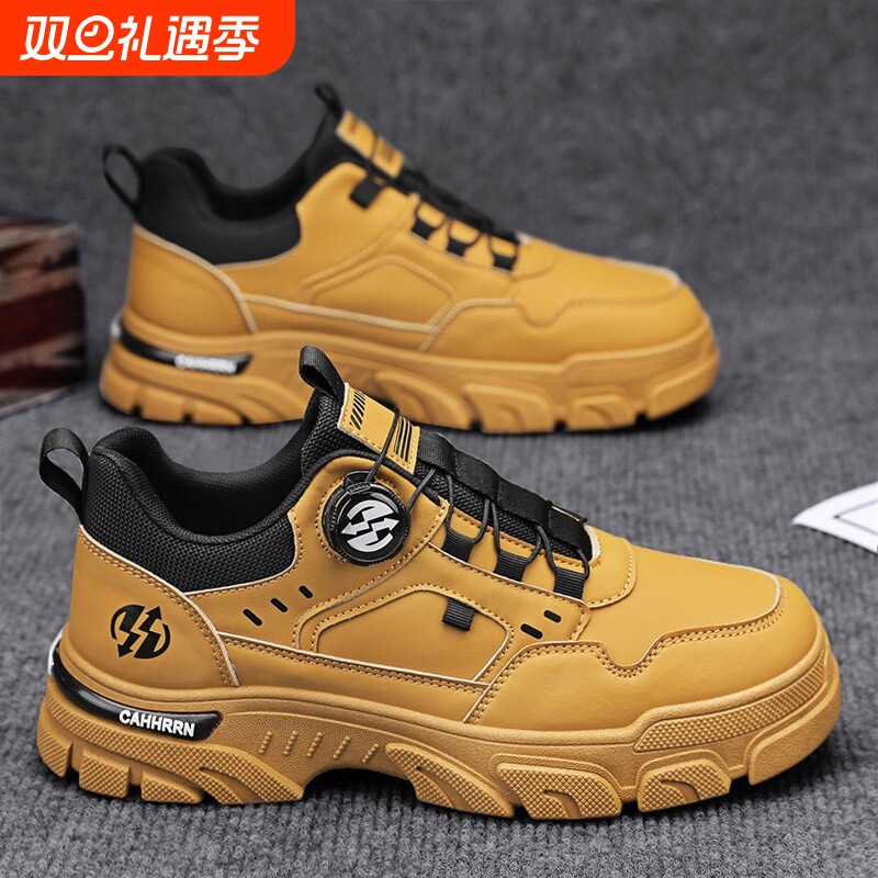 登山休闲男鞋春季户外运动皮鞋防滑旋转防水耐磨工装马丁靴子厚底