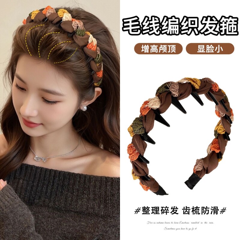美拉德布艺缠绕发箍女2026新款日常外戴头箍蓬松高颅顶显脸小头饰