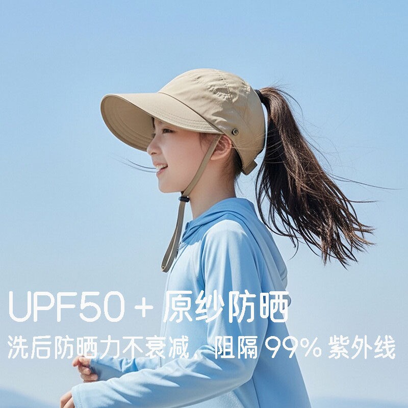 儿童防晒帽女孩夏季新款遮阳帽子透气骑车户外海边沙滩空顶鸭舌帽