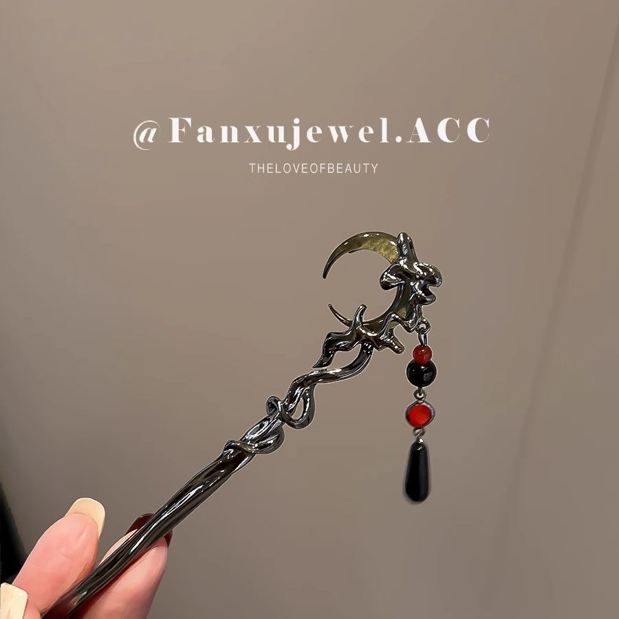 红玫瑰古风发簪新年国风高级感头饰气质百搭简约优雅