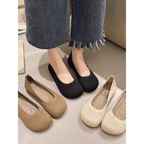 老北京布鞋工作鞋女镂空上班平底鞋软底舒适一脚蹬豆豆鞋不累脚