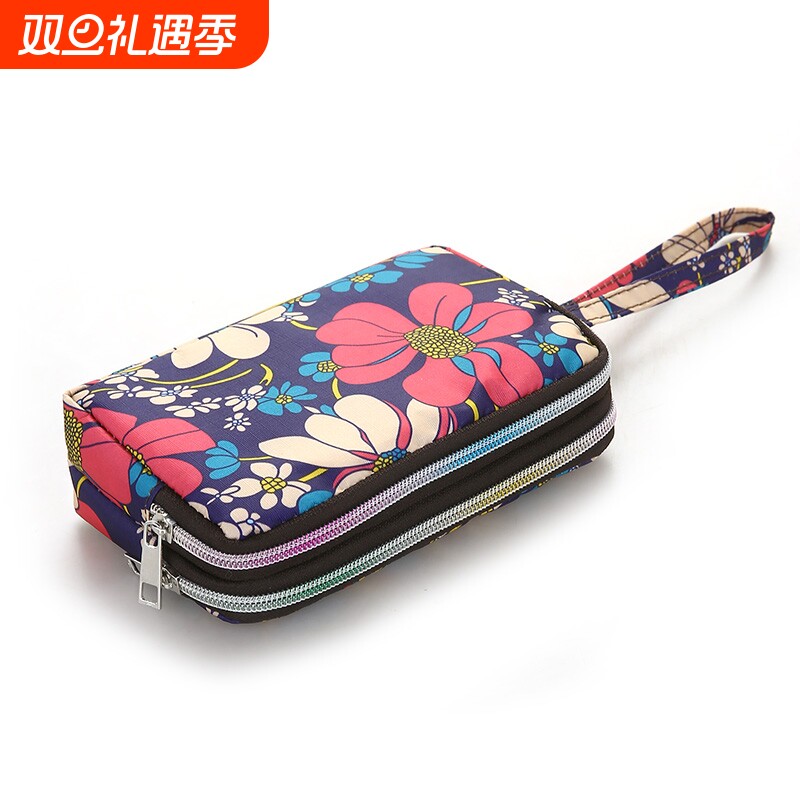 新款手拿包女士零钱包手机长款钱包女式两层拉链手抓包布艺包多层