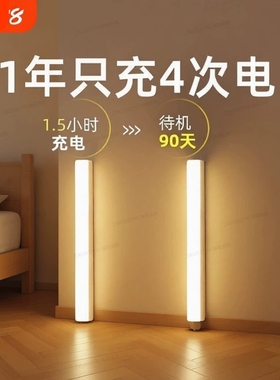 人体智能感应灯带长条衣柜鞋柜无线自粘厨房充电式LED磁吸橱柜灯