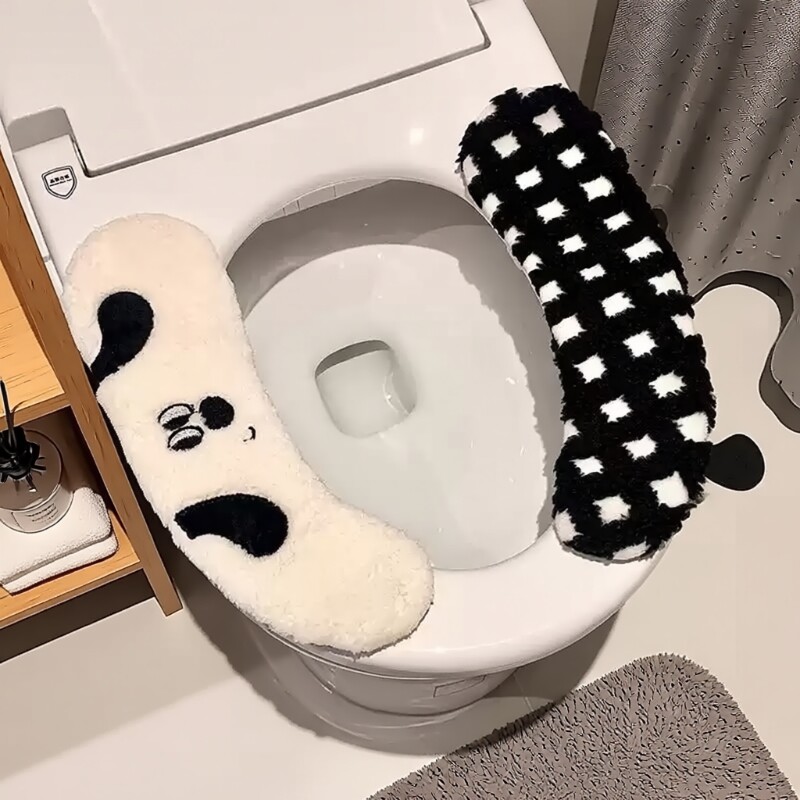 ins可爱马桶坐垫冬四季通用毛绒加厚保暖马桶座圈粘贴式坐便器套