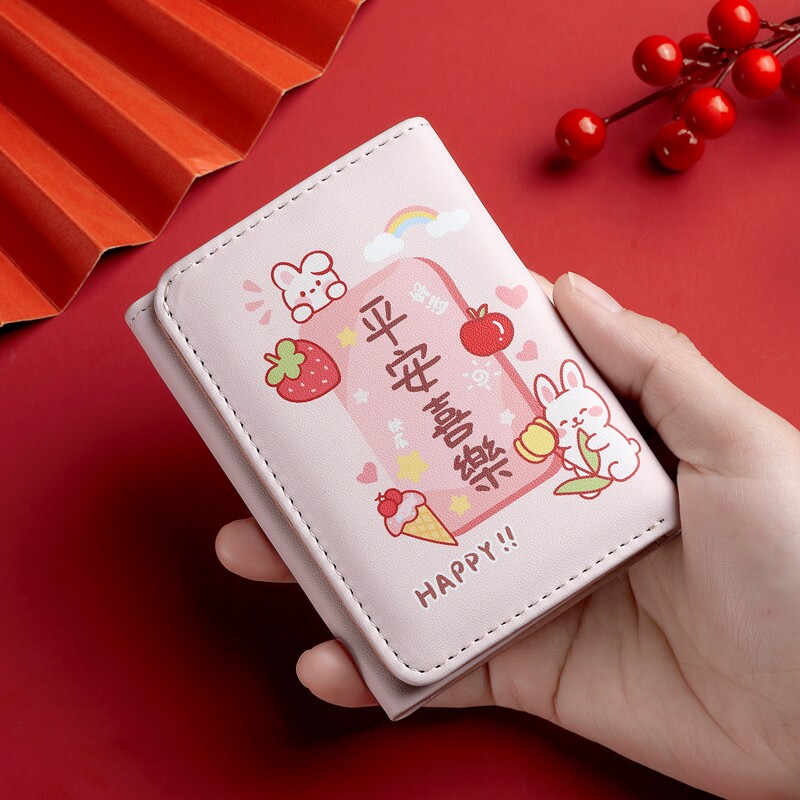 卡通可爱钱包女新款暴富风小众个性卡包大容量学生短款三折零钱包