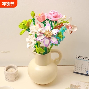2025新款花束积木玫瑰花仿真永生花拼装DIY手工花朵女生系列玩具