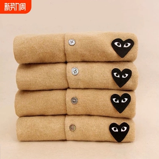 明星同款 春秋红心毛衣红色卡通黑色蓝色 刺绣羊毛外套女亲子针织衫