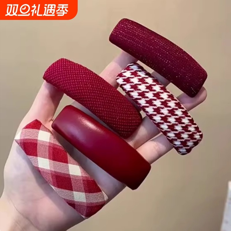 气质百搭酒红色bb夹女发卡高级感后脑勺丸子头碎发夹前额刘海夹女