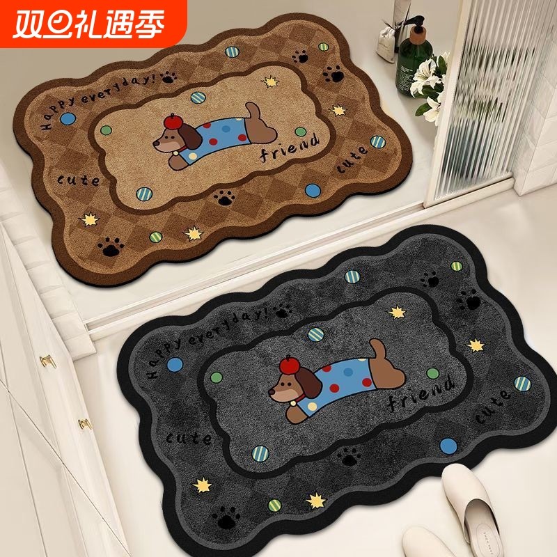 卡通可爱浴室吸水硅藻泥地垫卫生间脚垫门口家用厕所地毯耐脏防滑