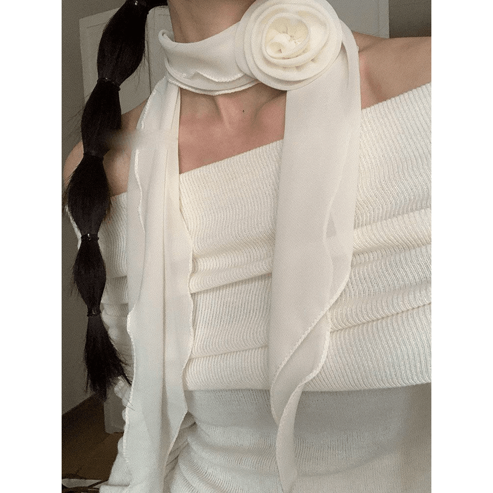 纯色玫瑰花朵薄款丝巾气质时尚百搭女春秋网红洋气女士夏季ins